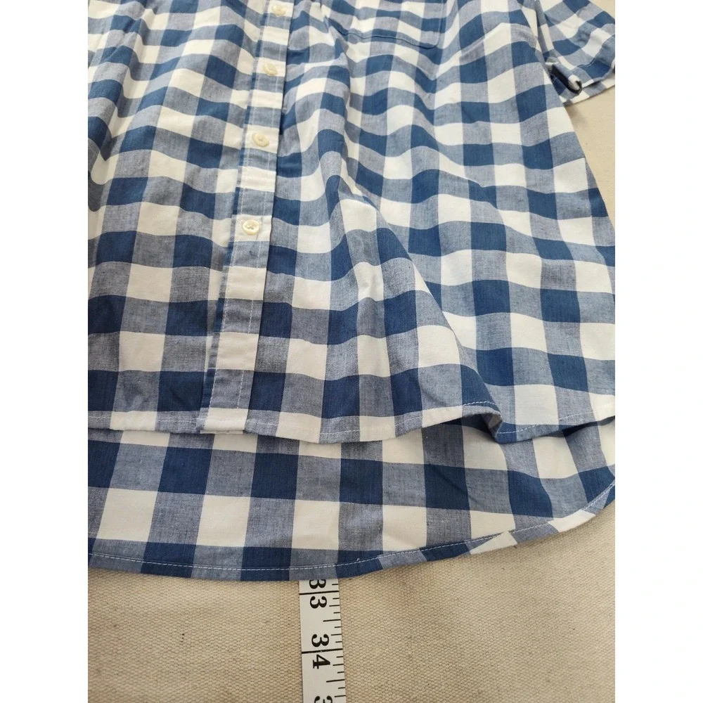 Old Navy Everyday Shirt XXL Blue White Gingham Check Short Sleeve Built-In‎ Flex